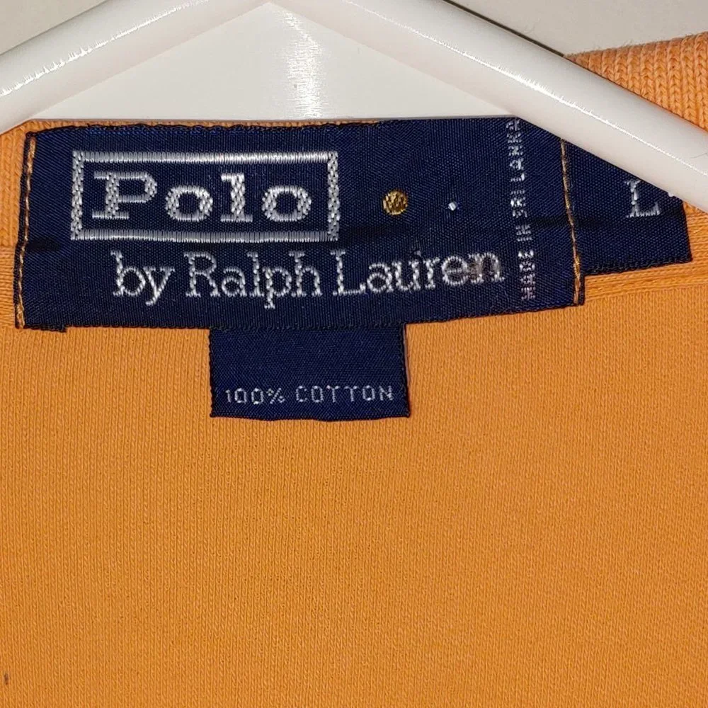 Polo by Ralph Lauren Embroidered Polo Shirt Short Sleeve Size L Peach Orange
